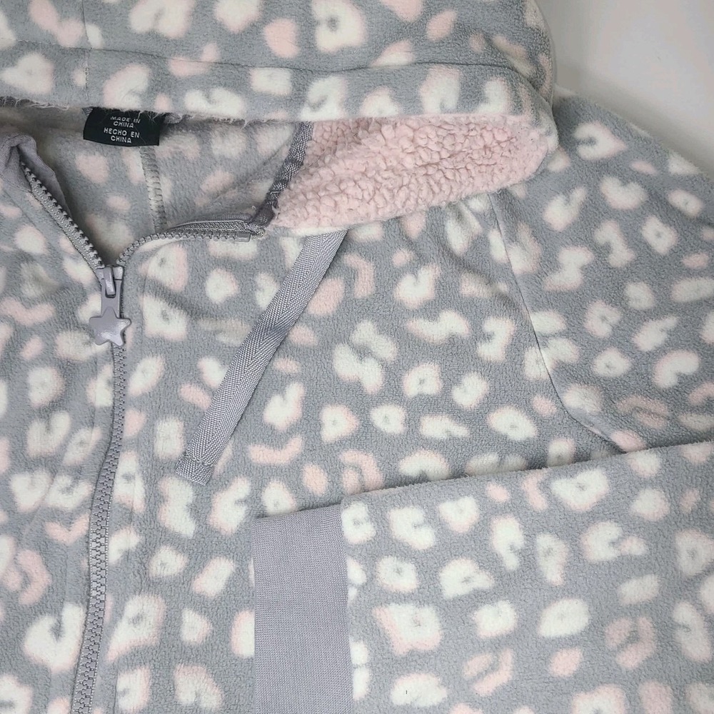 Esmara Fleece Hooded One Piece Pajamas Womens Medium 8/10 Leopard Print EUC - Picture 6 of 6